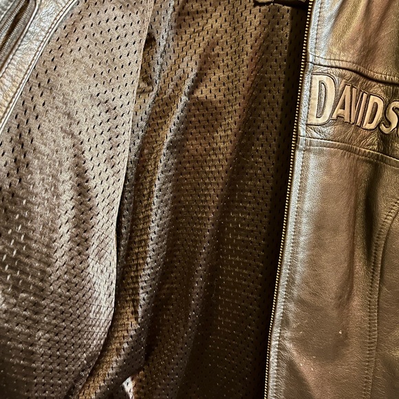Harley-Davidson Black Embossed Logo Leather Riding Jacket Women’s Size Large - Picture 5 of 6